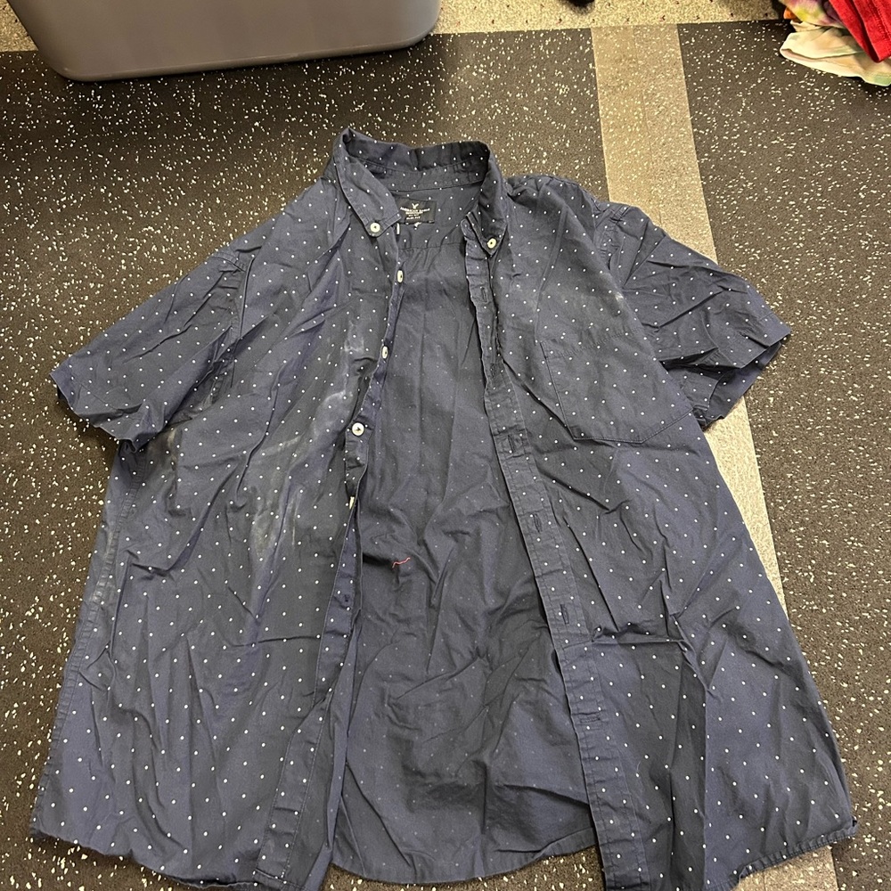 American Eagle Outfitters Navy Polka Dot Shirt